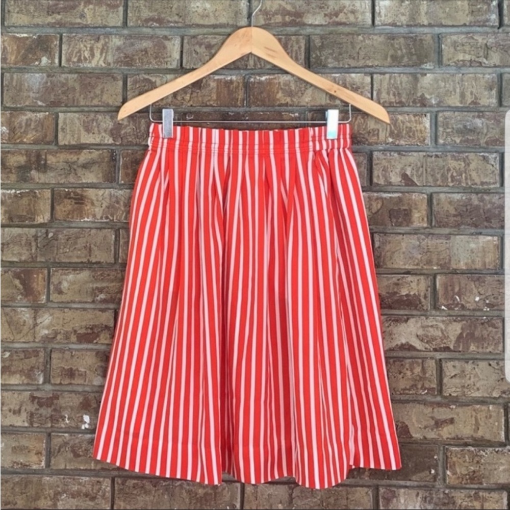 JCrew red and white striped skirt